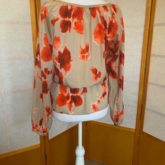 MICHAEL Michael Kors Floral Blouse - Elastic Tied Waist - Size 6 - Picture 4 of 11